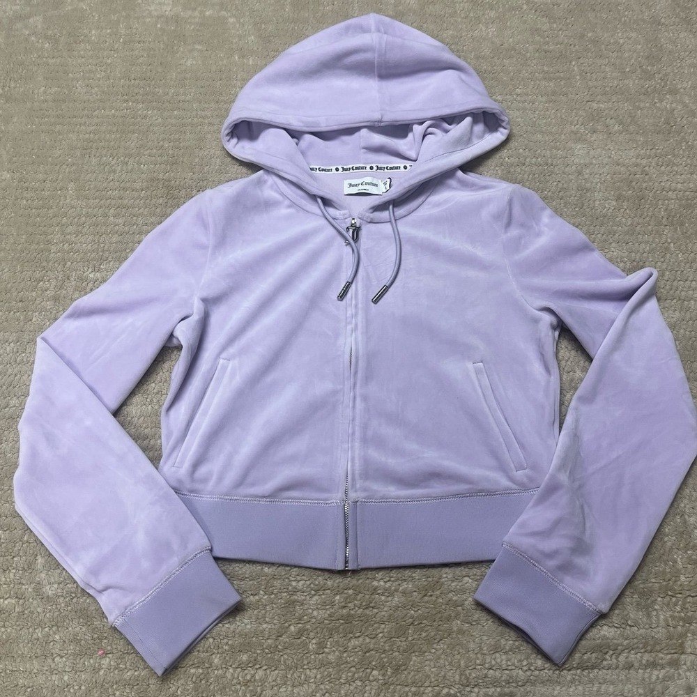 Women's Juicy Couture Blinged OG Velour Hoodie size M in the color orchid petal